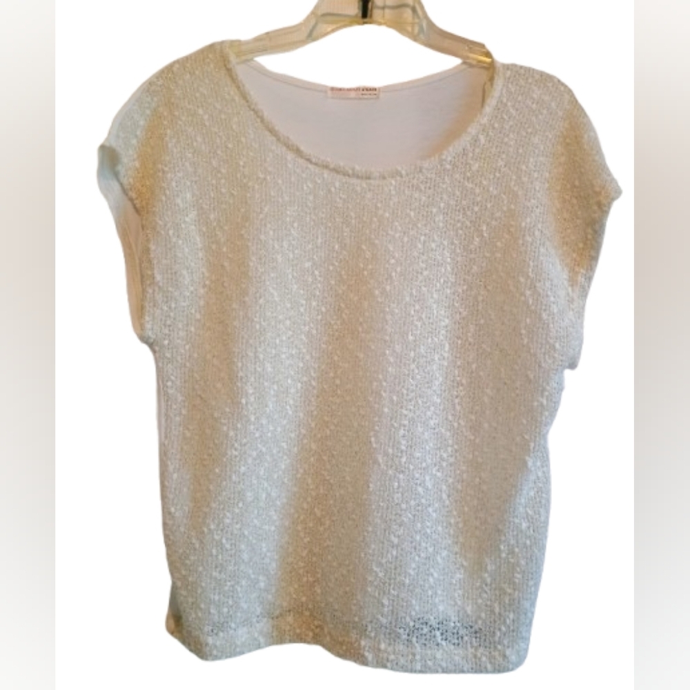 Agaci Textured Semi Sheer Textured Ivory‎ Top Women's Sleeveless Size Small